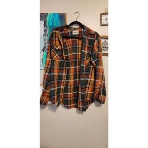 Flannel orange tone Campus rugged country vintage plaid medium 15 15 1/2 shirt